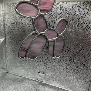 Stained Pink Glass Balloon Dog Art